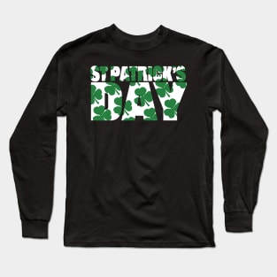 St Patricks Day Green Shamrock Typography Long Sleeve T-Shirt